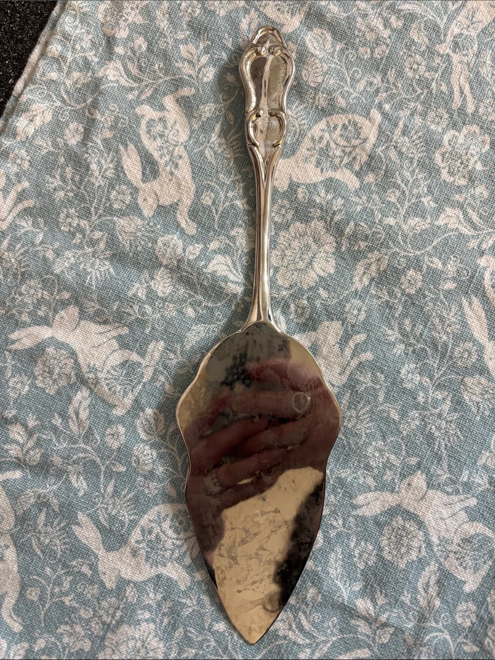 Vintage Silver-Plated Cake Server with Ornate Floral